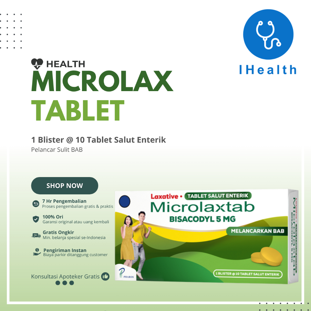 Microlax Tablet - 1 Blister 10 tablet - Obat Pelancar Sulit Buang Air Besar