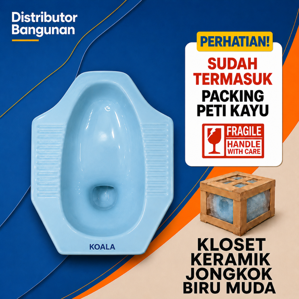 Kloset Keramik Leher Angsa Jongkok Koala (FREE PACKING KAYU) – Anti Bau & Anti Mampet – Toilet Rumah Awet