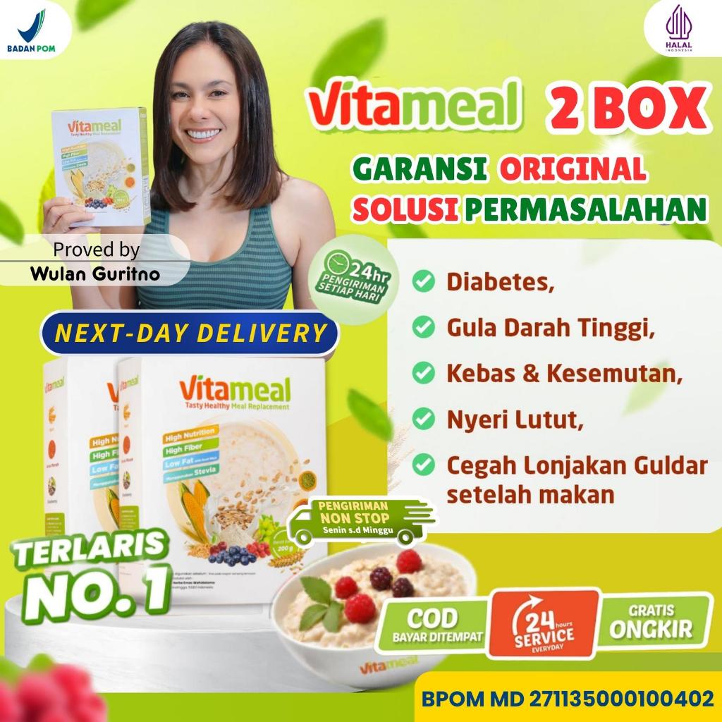 VITAMEAL 2 Box 200gr - Sereal Multigrain Solusi Untuk Menurunkan Gula Darah Mencegah Diabetes Kolestrol Maag Asam Lambung Secara Alami