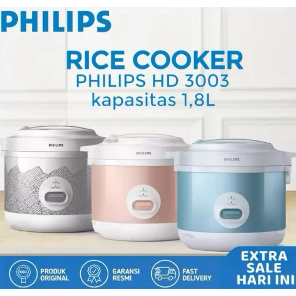 PHILIPS RICE COOKER 1.8L MAGIC COM 3IN1 ALUMUNIUM POT 3D HEATING HD3003 HD 3003 1.8L