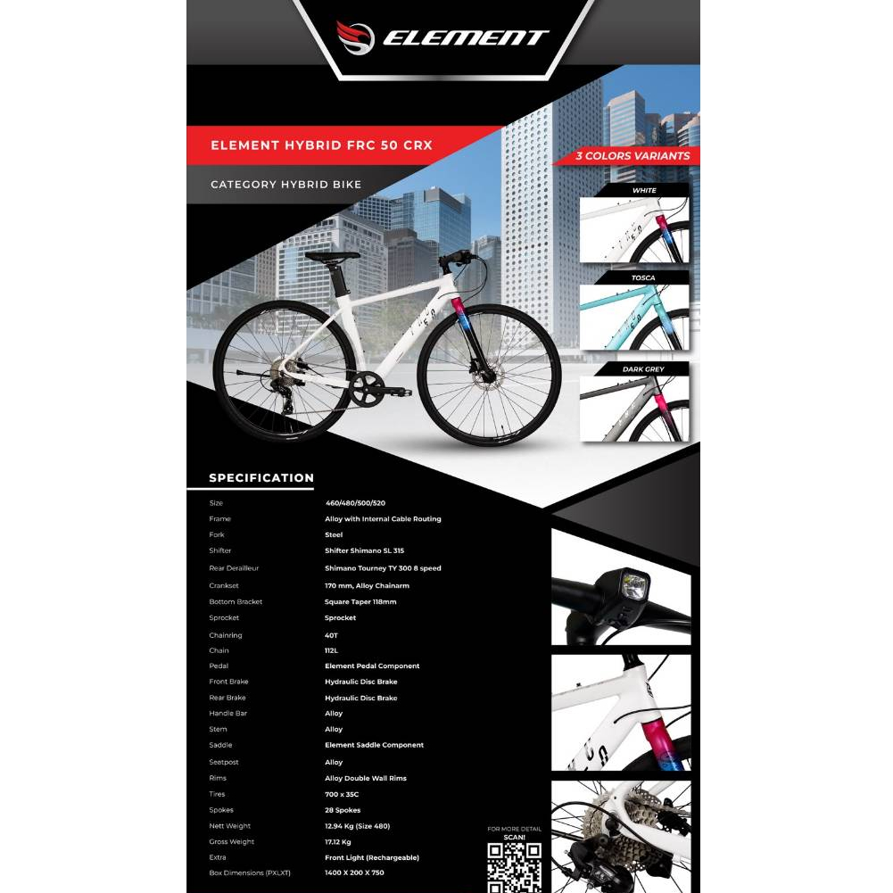 Sepeda Element Hybrid FRC 50 CRZ RELEASE NEW 9Sp Alloy Hydrolic By Element Terbaru HYBRID frc 50 CRX