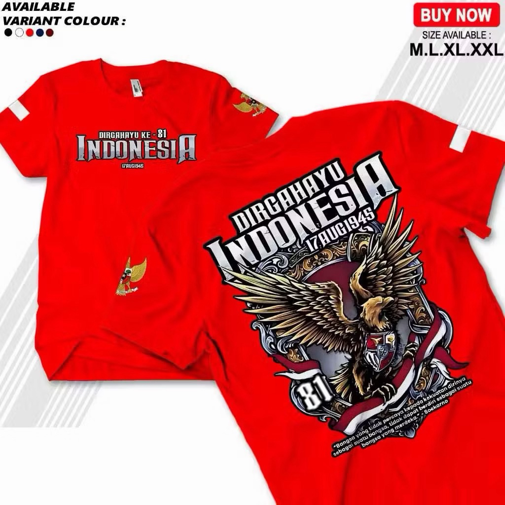 KAOS INDONESIAa Kemerdekaan Vol.7 Dirgahayu 81 - Baju Agustusan 2026 Dewasa Tshirt 17 Agustus Merdeka Merah