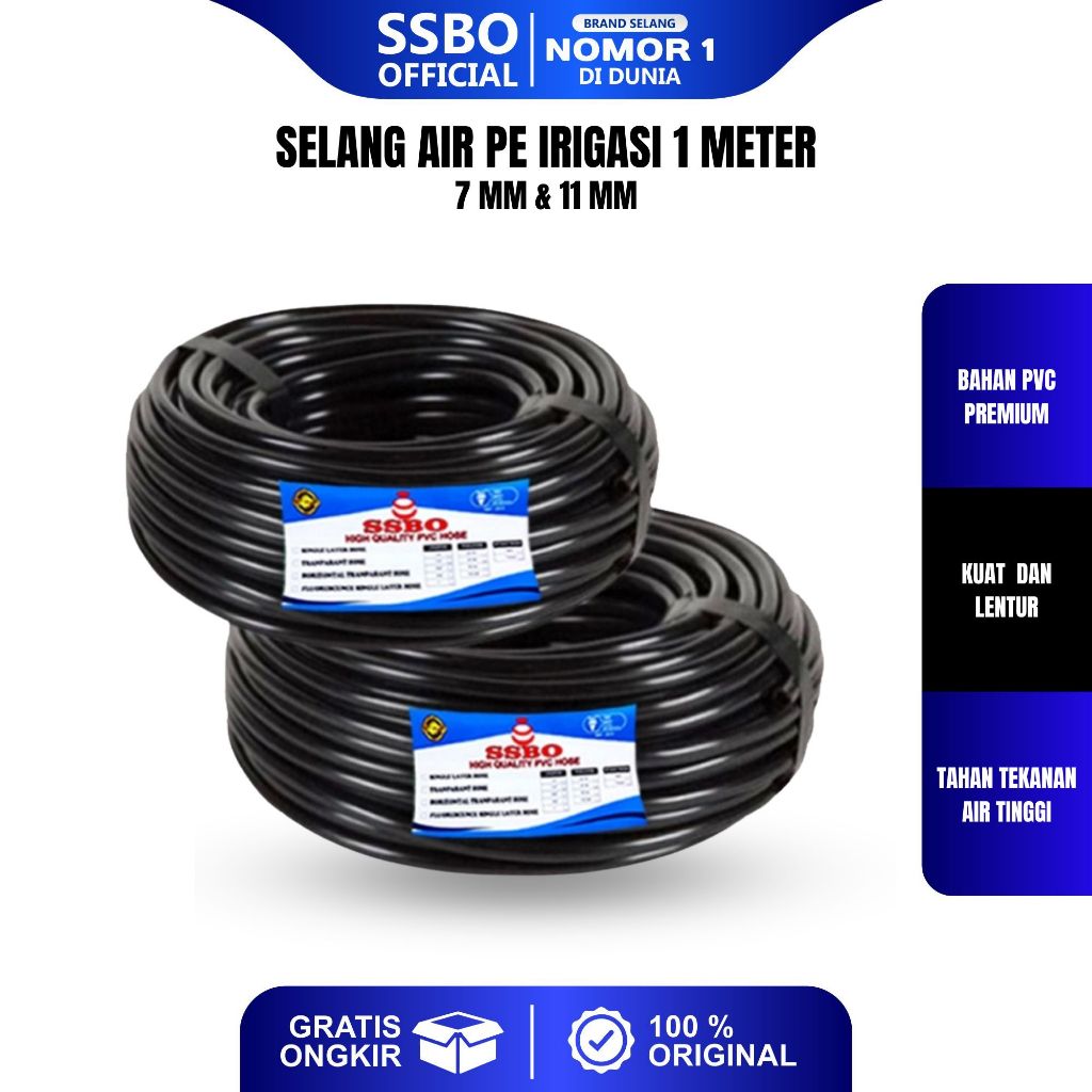 SSBO Selang Irigasi Sprayer Ferigasi Tetes Air Hidroponik Permeter / Selang Pe  11 - 7 Mm Permeter Cod