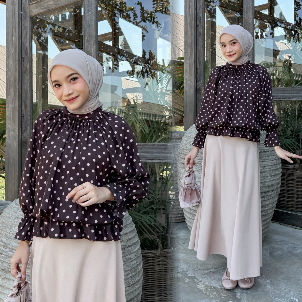 Kiyomi Atasan Model Kerut casual Outfit Bahan Adem Blouse Wanita foto 4
