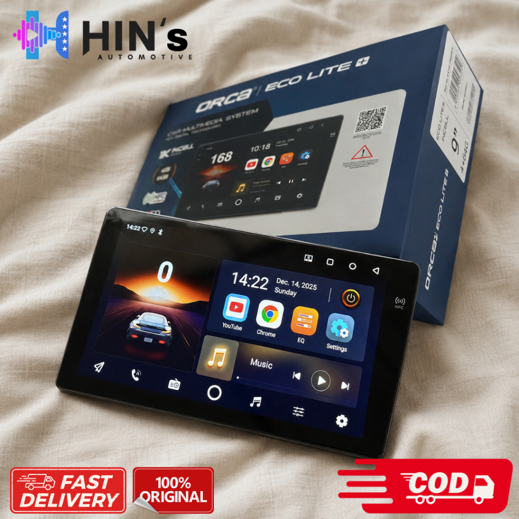 Headunit Android Orca Eco Lite Plus+ 1K INCELL QLED NFC 9 & 10 Inch Ram 4/64
