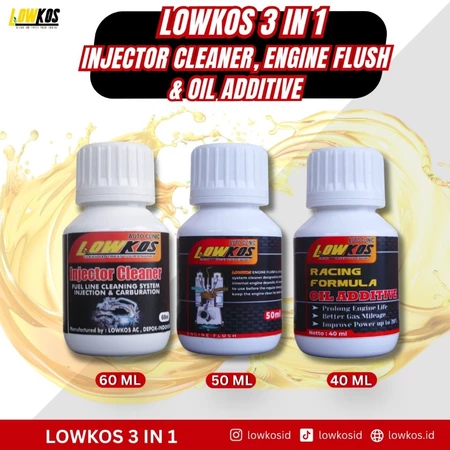 Paket Perawatan Mesin LOWKOS - Servis Ganti Oli Lengkap (Engine Flush, Oli Additive, Injector Cleaner)