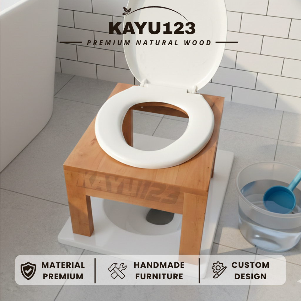 WC Toilet Duduk Portable Kayu Untuk Lansia - KLS004