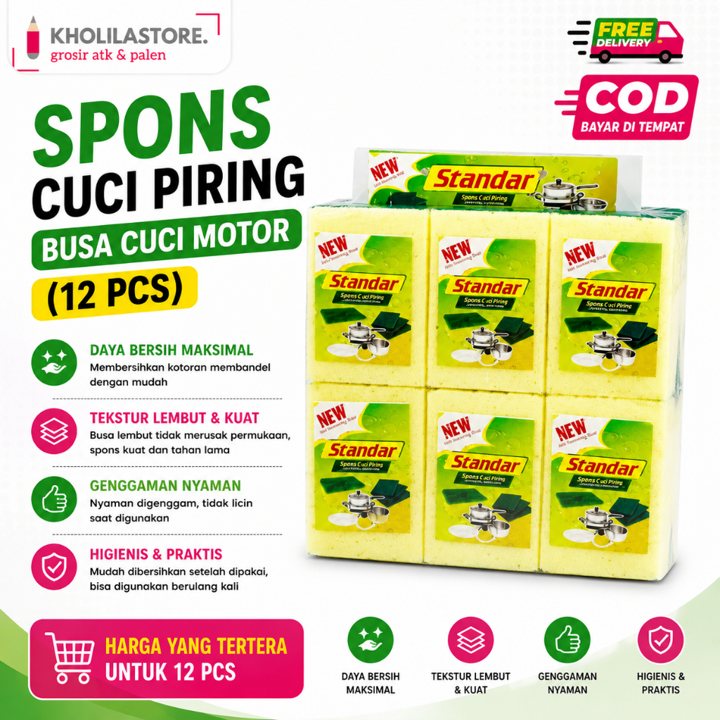 Jual (12 pcs) Spons Cuci Piring / Busa Cuci Motor | Shopee Indonesia