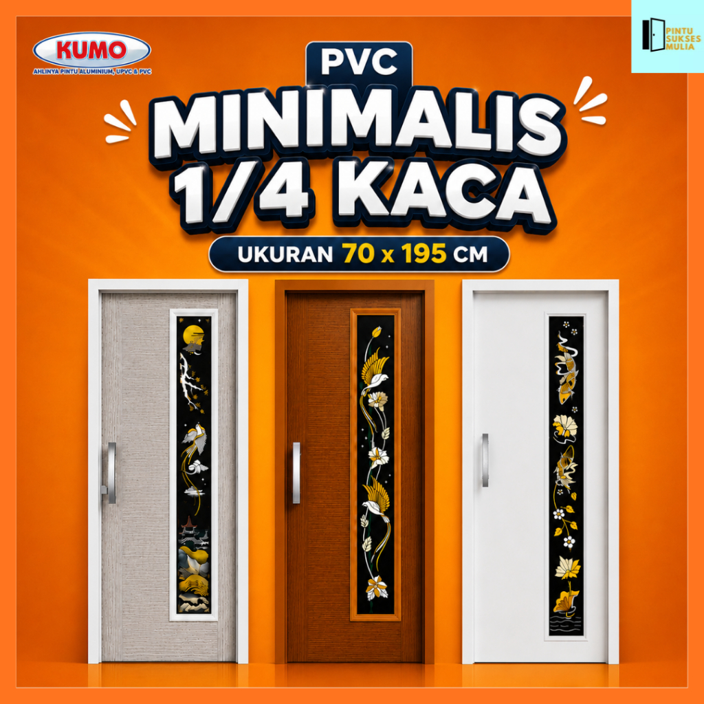[ Pintu Minimalis ] WC PVC  1/4 Kaca Putih Tebal Premium Elegan Estetik untuk Kamar Mandi