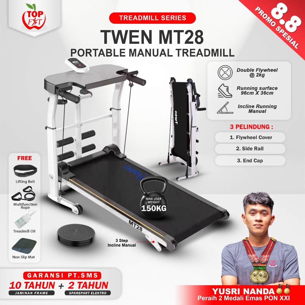 TWEN MT21 MT28 MT31 MT38 T630 Treadmill Tanpa Listrik Treadmill Manual Treadmill Multifungsi Treadmill Lipat Alat Olahraga
