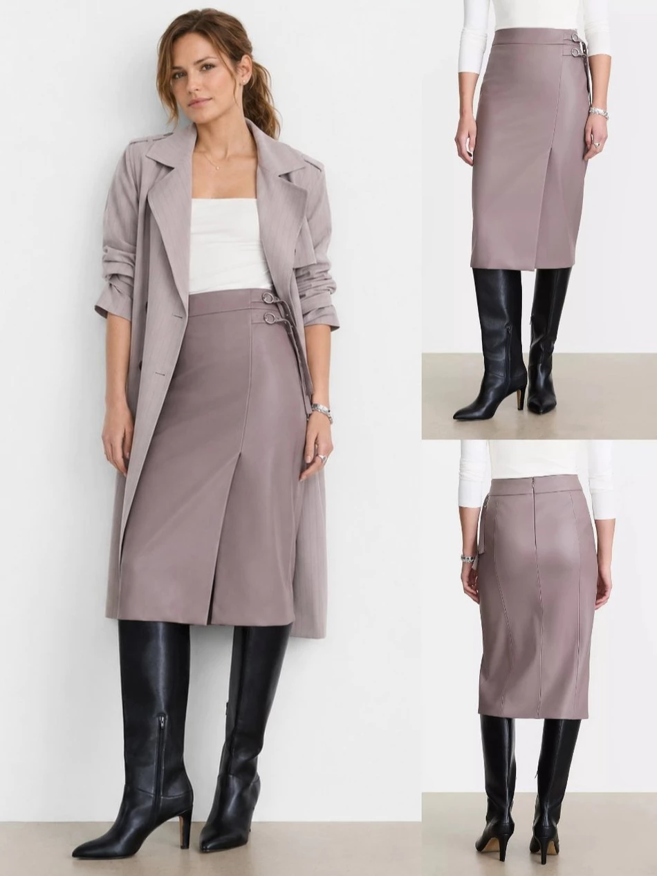 Rok Panjang Kulit Sintetis LF Faux Leather Skirt - 2789