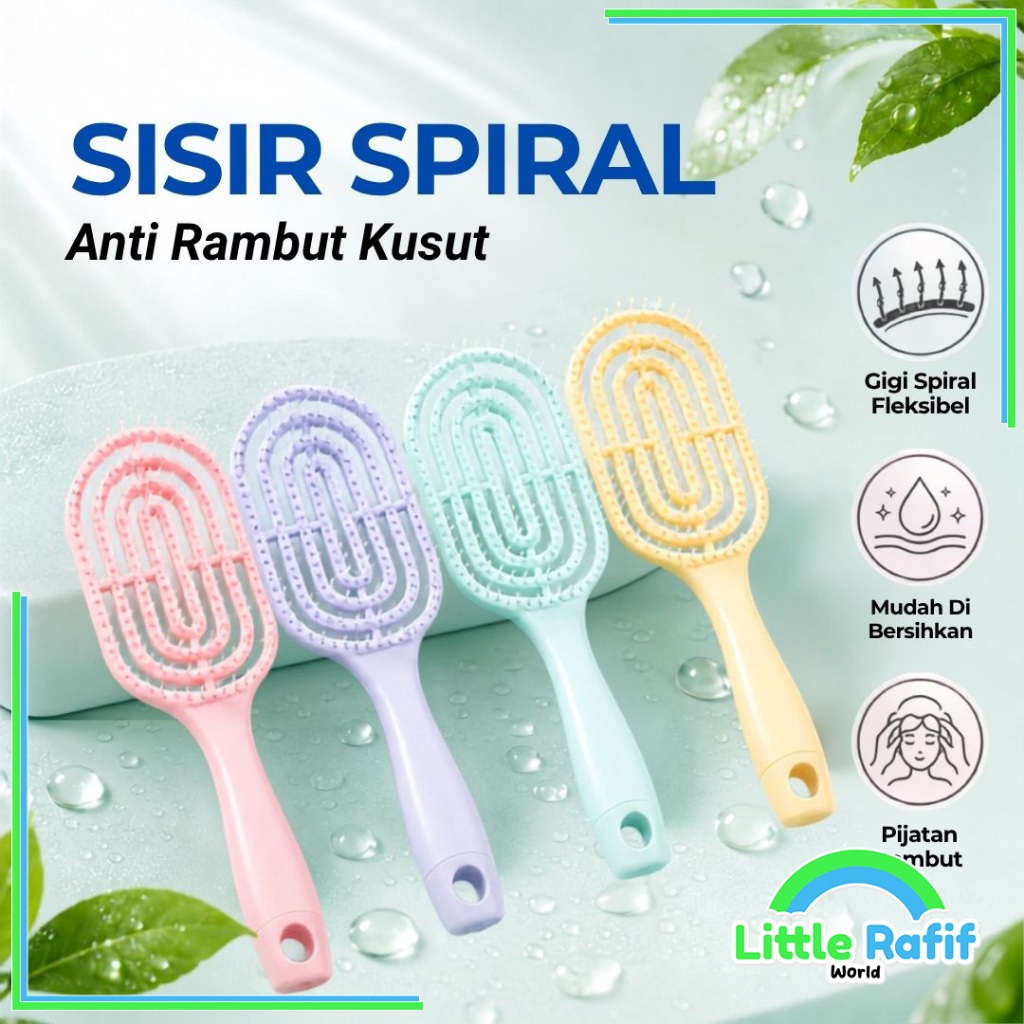 Sisir Rambut Paddle Spiral Berongga Anti Kusut Lentur Serbaguna Sisir Korea Lembut Pengembang Rambut Anti Rontok Hair Brush Cushion Travel Sisir Pijat Blow Keriting Sisir Sikat Mini Anak Dewasa Rambut Kering Basah Semir Shampoo