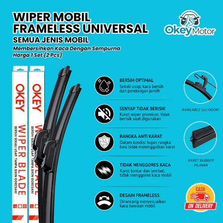 Wiper Mobil Frameless Set Kiri Kanan Anti Gores