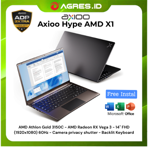 LAPTOP AXIOO HYPE AMD X1 ATHLON GOLD 3150C - RAM 8GB 256GB WINDOWS 11 14" FHD