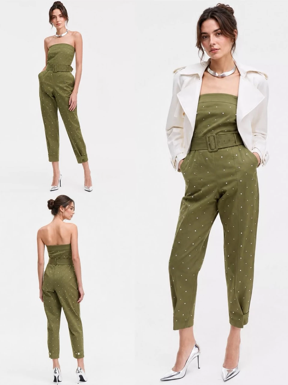 Jumpsuit Wanita INC Women's Strapless Belted Studded Jumpsuit - 3081