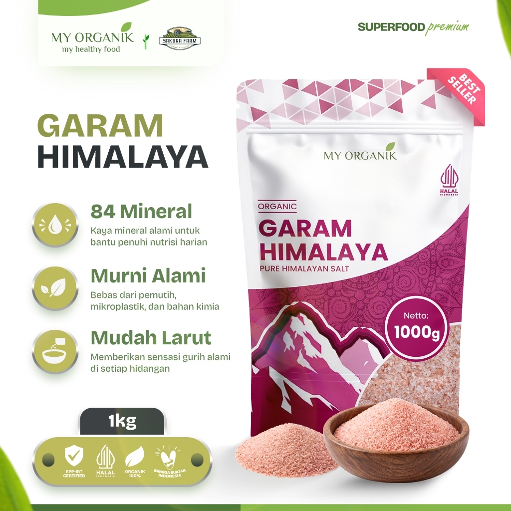 My Organik Garam Himalaya Original 1 kg Organik Himalayan Salt Himsalt Organic Garem Premium MPASI