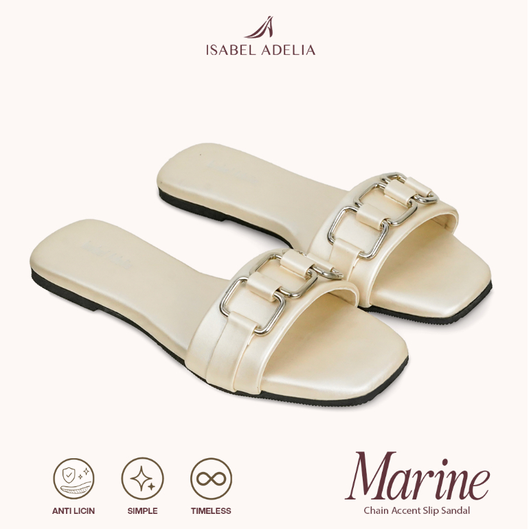 Isabel Adelia MARINE Sandal Wanita Slip On Elegan Teplek Empuk Anti Slip Sandal Casual
