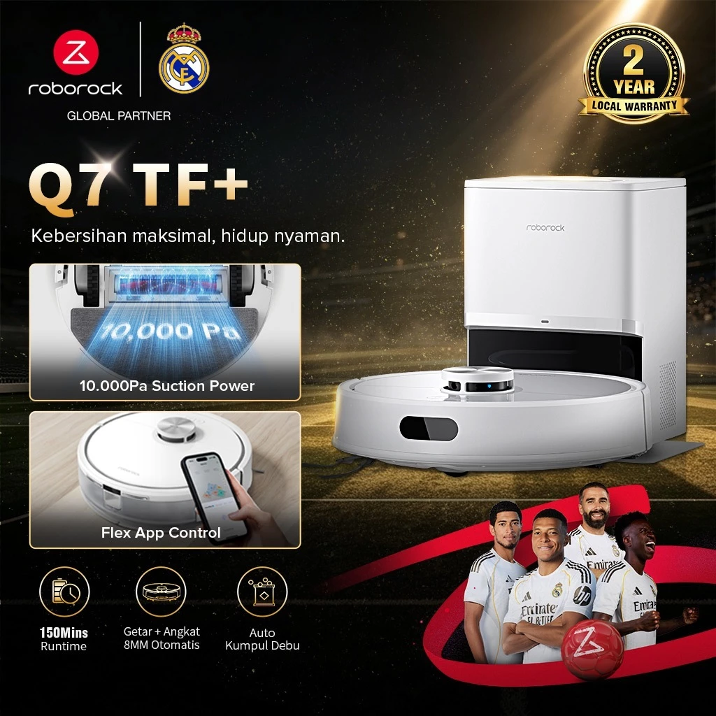 Roborock Q7TF Q7TF + Robot Vacuum Cleaner 10000Pa Vacuum dan Pel Otomatis Garansi Resmi 2 Tahun