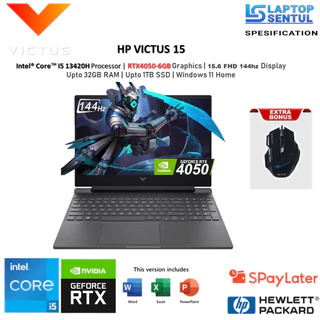Laptop Gaming HP Victus 15 Intel i5 13420H RTX 4050-6GB RAM 32GB 2TB SSD 15.0 FHD 144hz Win 11 Home