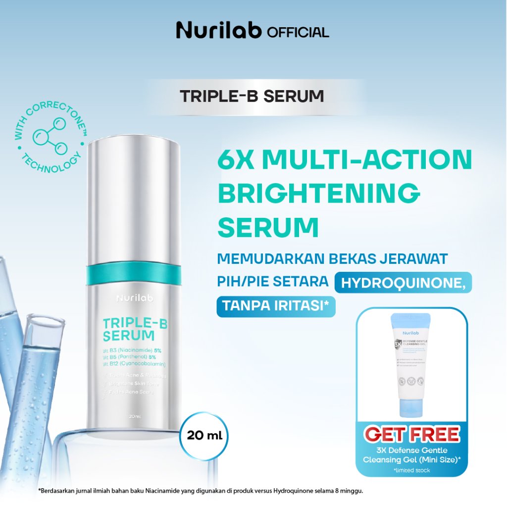Nurilab - Triple-B Serum CorrecToneTM Technology 20ml Serum Bekas Jerawat Kemerahan Kehitaman PIH PIE