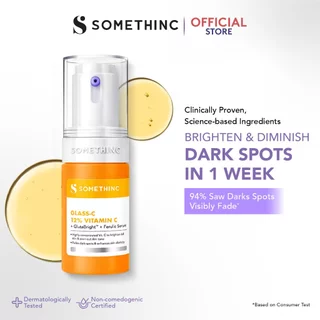 SOMETHINC GLASS-C 12% VITAMIN C + GlutaBright + FERULIC Serum - Mencerahkan wajah, Serum Brigthening hapus dark Spot, Age Spot & Freckles, Glowing Serum