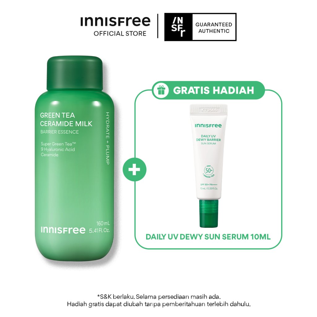 Innisfree Green Tea Ceramide Milk Essence - Essence Serum Wajah untuk Kulit Kering, Skin Barrier