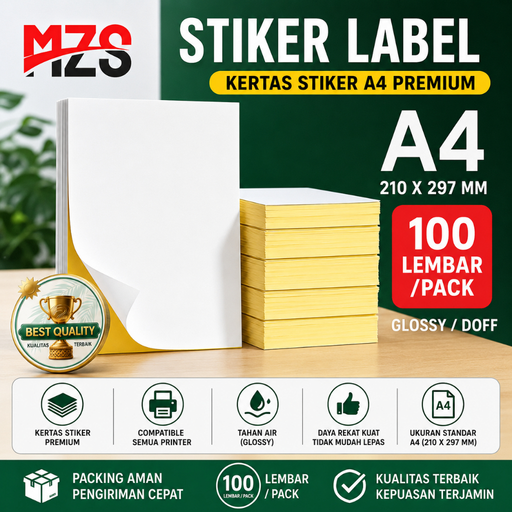 Jual STIKER LABEL Glossy A4 ISI 100/500 LEMBAR MZS Kertas Sticker A4 A3 ...