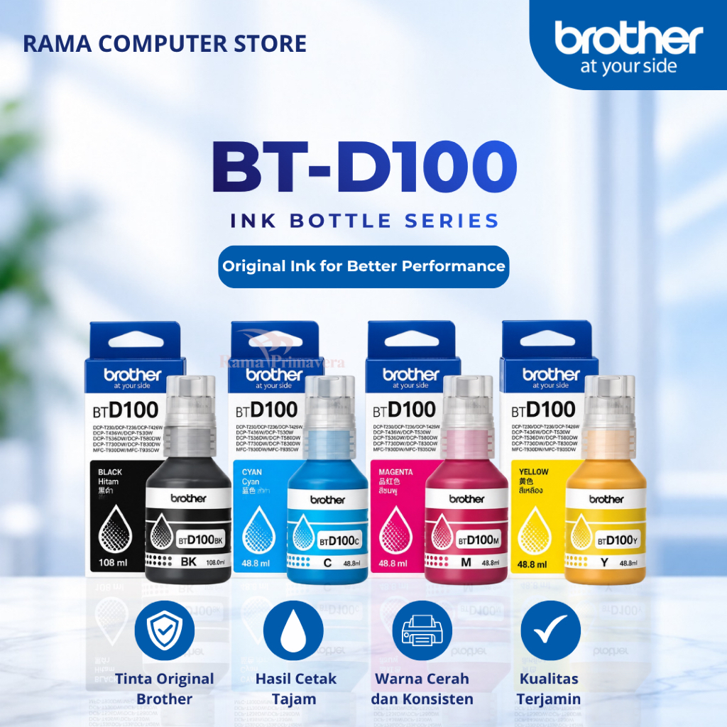 Jual Tinta Brother BTD100 BT-D100 Original 1 Set 4 Warna | Black Cyan ...