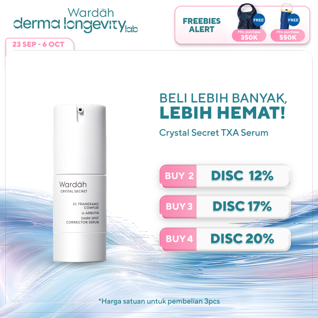 WARDAH CRYSTAL SECRET SERUM NIACINAMIDE Tranexamic Acid TXA + Alpha Arbutin Dark Spot Brightening Serum - Serum Mencerahkan Kurangi Bintik Hitam Bekas Jerawat untuk Semua Jenis Kulit glowing kulit kusam melembabkan - Skincare