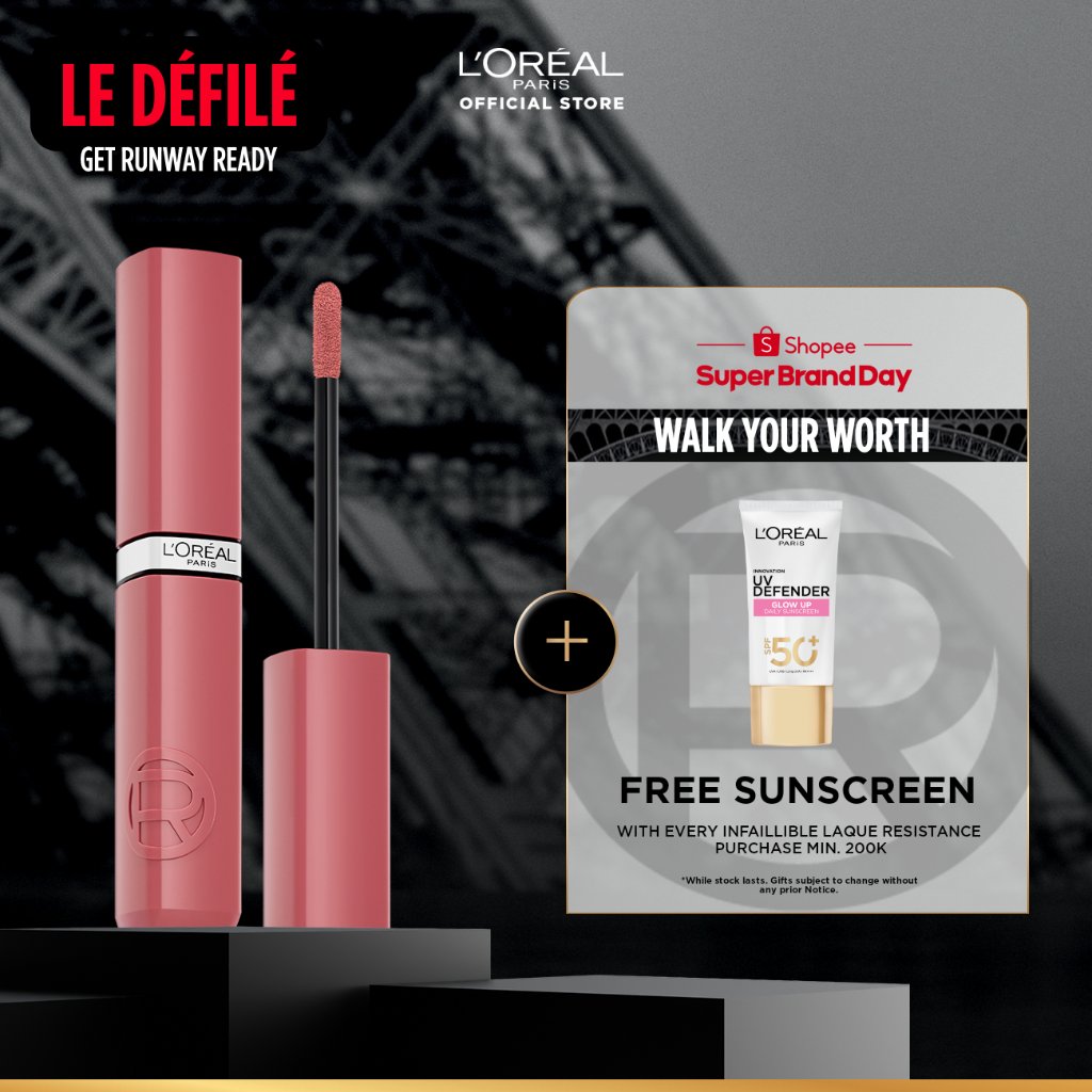 [BARU] L'Oreal Paris Infallible Laque Resistance - Lip Cream Glossy Pigmented Nyaman Lipstik Transferproof Longlasting hingga 16 Jam
