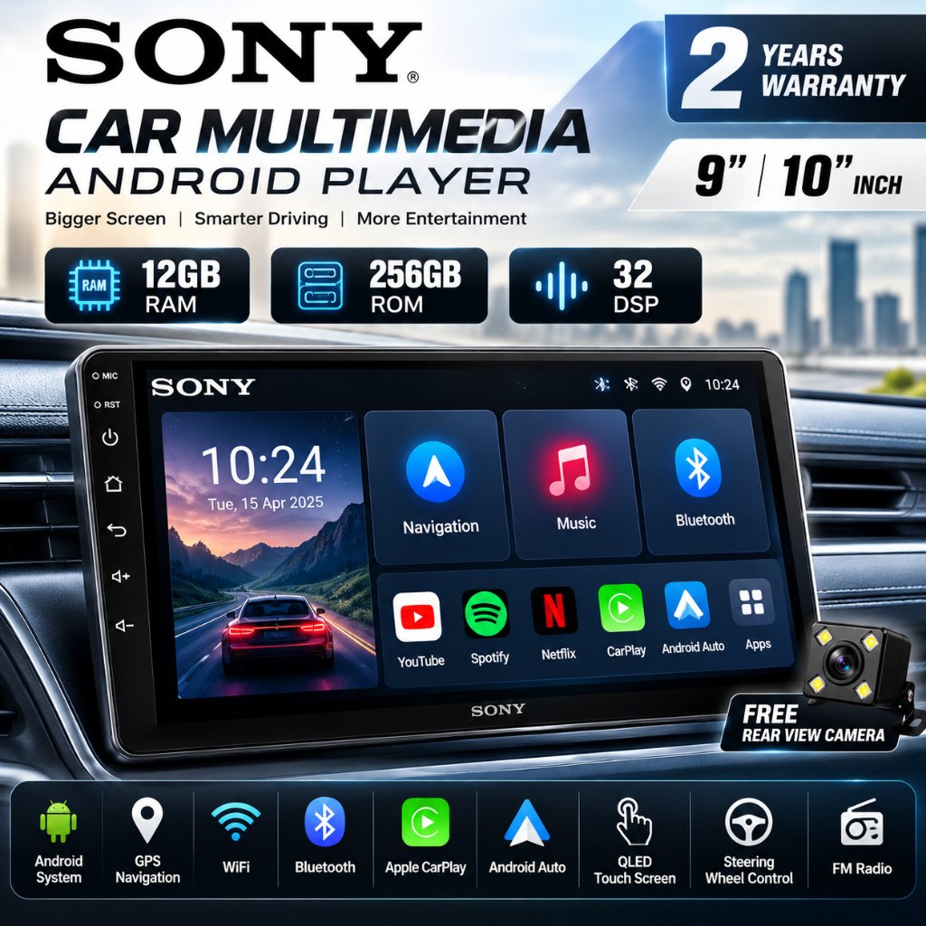Jual SONY Android Car Player 12GB RAM 256GB ROM 32 DSP 9/10 Inch QLED ...