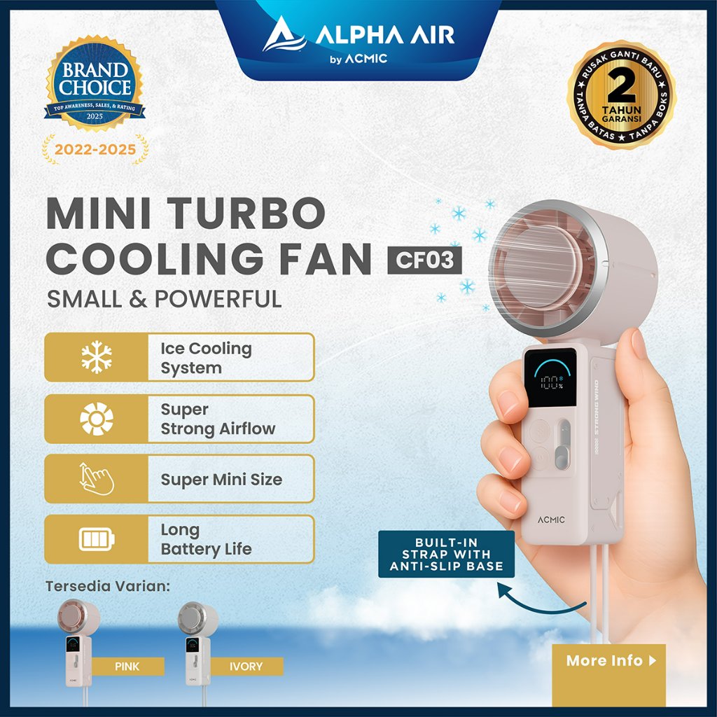 [NEW LAUNCH] ACMIC MINI TURBO COOLING FAN CF03 Kipas Angin Mini Portable Turbo Ice Cooling Super Strong S& Powerful With Anti-Slip Base