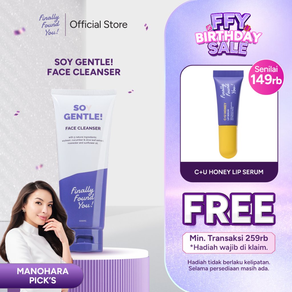 Finally Found You! Soy Gentle Face Cleanser 100mL - 2in1 Makeup Remover dan Sabun Pembersih Wajah pH-Balanced | Sabun Cuci Muka Untuk Semua Jenis Kulit