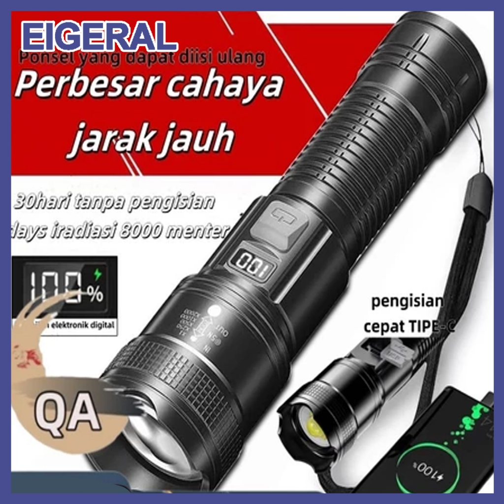 Jual Senter tahan air tahan lama 80000 jarak jauh zoom putar senter LED ...