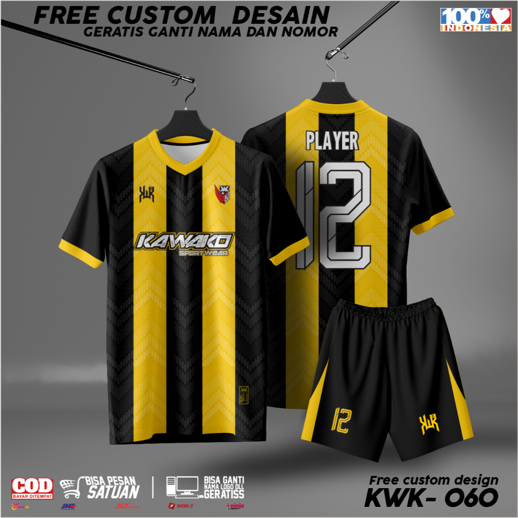 Jual Jersey Olahraga Sepak Bola Futsal (motif simple, hitam