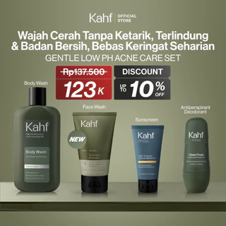 [KAHF BUNDLE 4IN1 PAKET PERAWATAN DAILY USE ESSENTIALS : WAJAH CERAH TANPA KETARIK + TERLINDUNG & BADAN BERSIH + BEBAS KERINGAT SEHARIAN] Paket Personal Care (Face Wash + Sunscreen Moisturizer + Body Wash + Deodorant) - Suitable for Daily Use