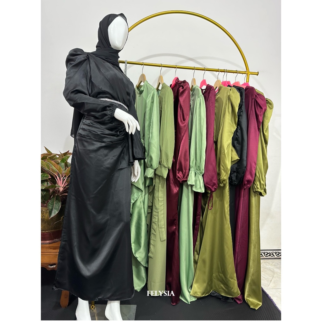 Irish Dress Satin Velvet Premium Kondangan Muslim Elegan, Busui & Wudhu‑friendly - foto 2