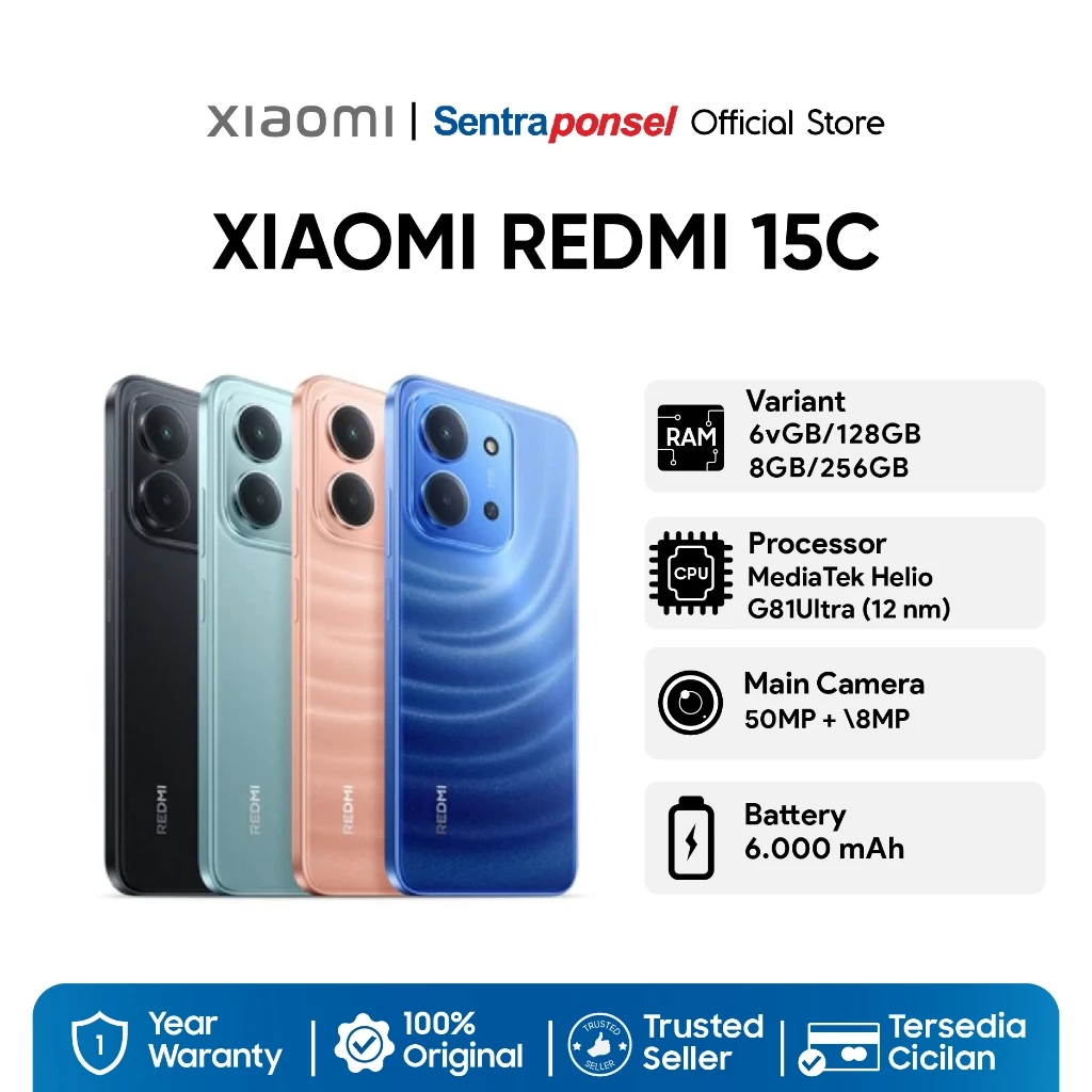 Xiaomi Redmi 15C 6GB/128GB 8GB/256GB NFC - Garansi Resmi