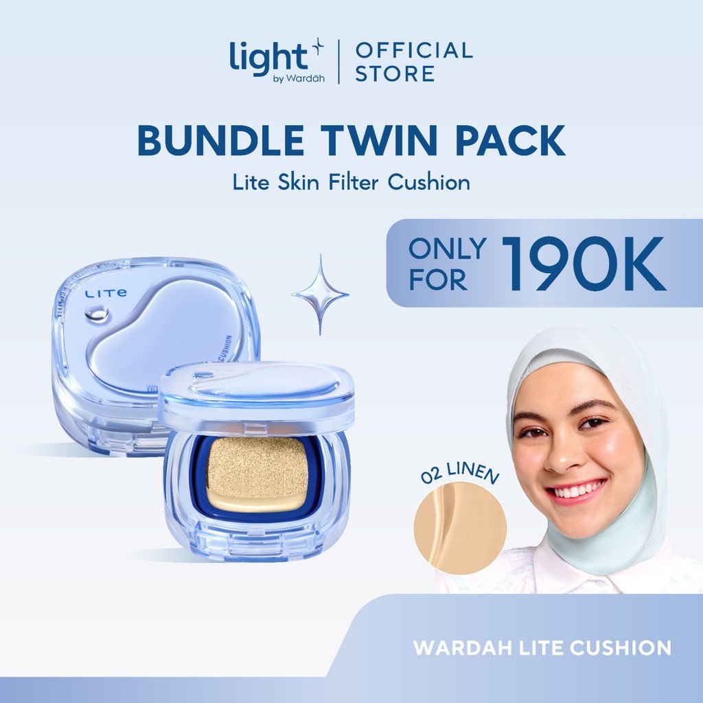 Jual NEW LAUNCH! Twinpack Light+ by Wardah Lite Skin Filter Cushion 11g ...