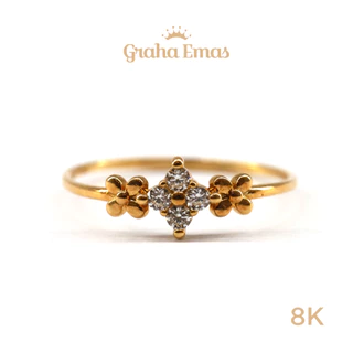 Graha Emas Cincin Emas Kuning Bentuk Flower 8K - Yellow Gold Flower Model Ring 8 Carat M1422