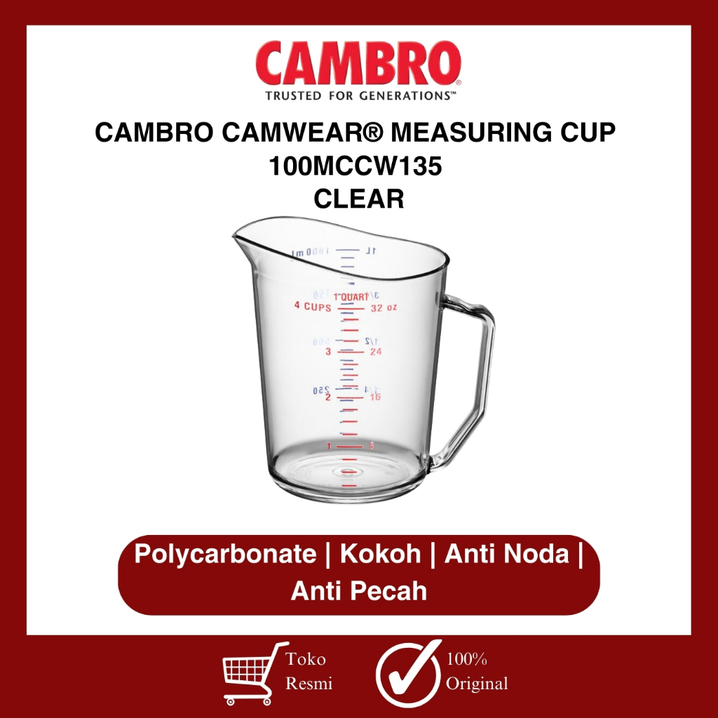 Jual Cambro 100MCCW135 Camwear® 1 Qt. Clear Polycarbonate Measuring Cup ...