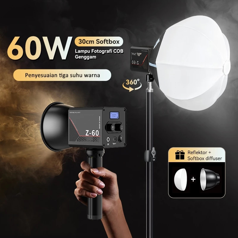Jual Z60 Rechargable LED Video Light Portable Softbox Lighting ...