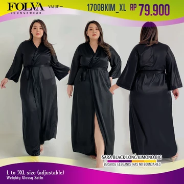 FOLVA Kimono Panjang Baju Tidur Wanita Satin 3XL Big Size Jumbo