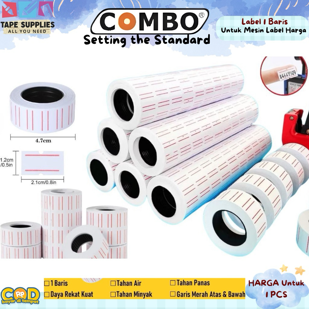 Jual Label Harga 1 Baris Untuk Mesin Label / Tag Gun | Label Roll Paper ...