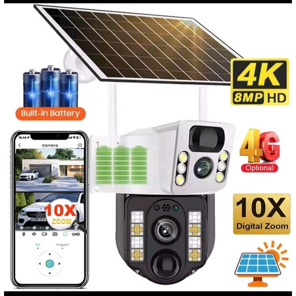 Jual LENSA 2 CAMERA CCTV IP OUTDOOR PTZ TANPA WIFI TENAGA SURYA PANEL ...