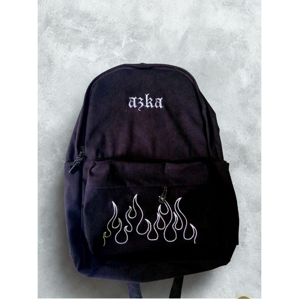 Jual AZKA CORDUROY Tas Ransel laptop-Kaligrapi&logo api | Shopee Indonesia