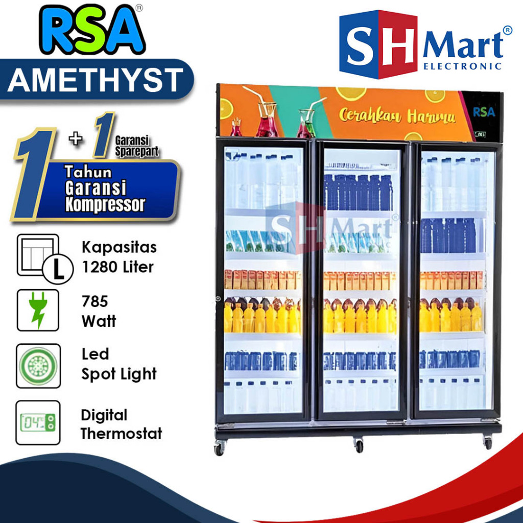 Jual SHOWCASE RSA 3 PINTU AMETHYST 1280 LITER 15 RAK / TOPAZ1100 1065 ...