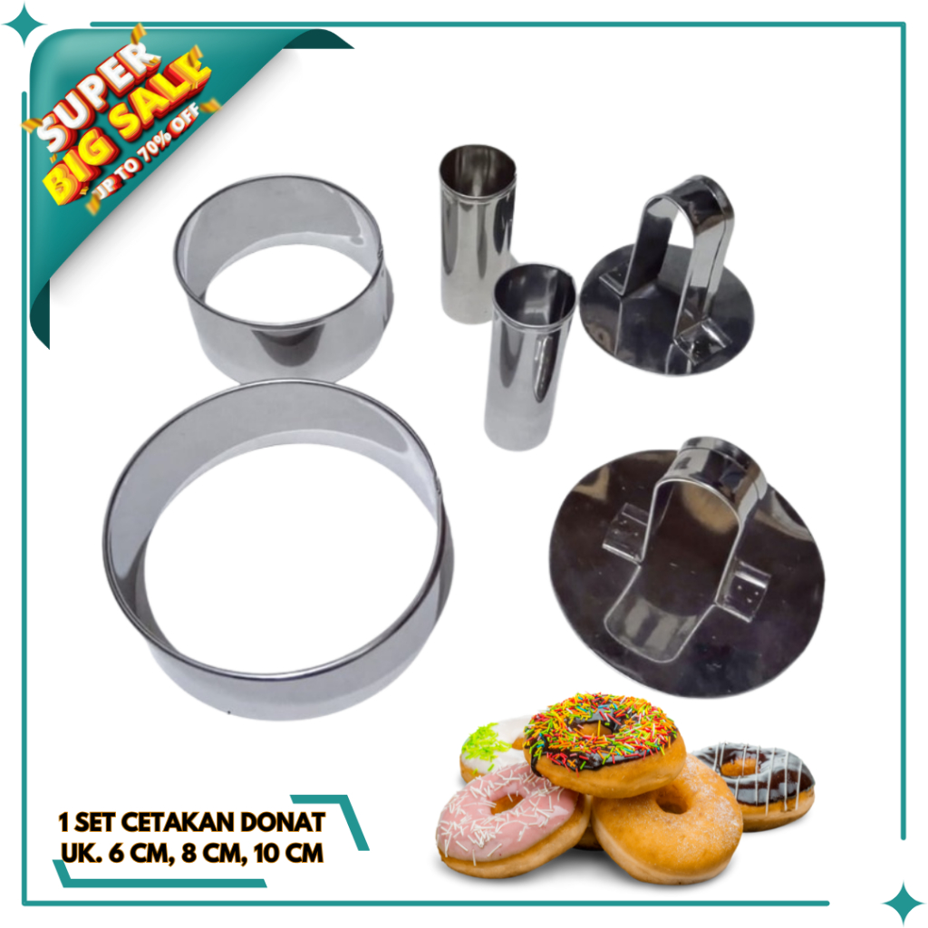 Jual 1 SET Cetakan Donat Bahan Stainless / Donut Maker / Ring Cutter ...