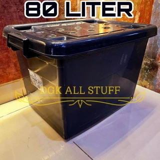 Kontainer Container Box Kotak Tempat Penyimpanan Pindahan Baju Pakaian Perkakas Serbaguna 80 Liter 80L 80 L Plastik Sedang Besar Tebal Kuat Kokoh Antipecah Anti Pecah Dengan Roda Beroda Warna Hitam Gelap Premium Estetik Aesthetic Minimalis Mewah Murah
