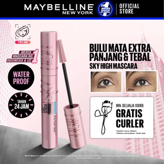 MAYBELLINE OFFICIAL Sky High Waterproof Mascara 6ml - Maskara Eye Make up Black Bulu Mata Panjang Tebal Tahan 24 Jam Volumizing Extending Smudgeproof Lengthening